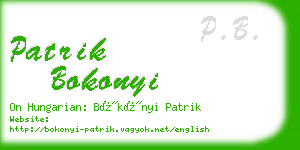 patrik bokonyi business card